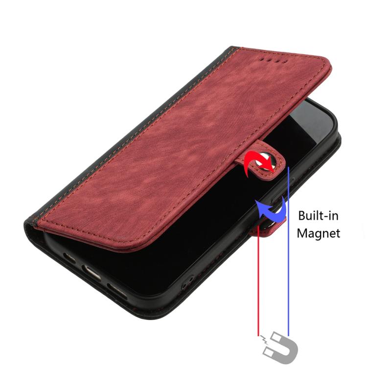 Funda de Cuero para Teléfono Itel A80 con Correa de Mano y Hebilla Lateral Doble Plegable (Rojo)