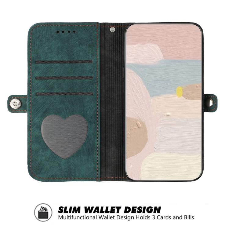 Funda de Cuero para Itel A80 con Correa de Mano y Hebilla Lateral Doble Plegable (Verde Oscuro)
