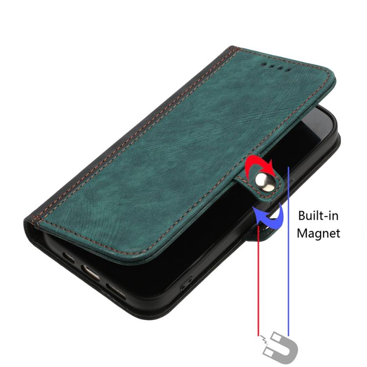 Funda de Cuero para Itel A80 con Correa de Mano y Hebilla Lateral Doble Plegable (Verde Oscuro)