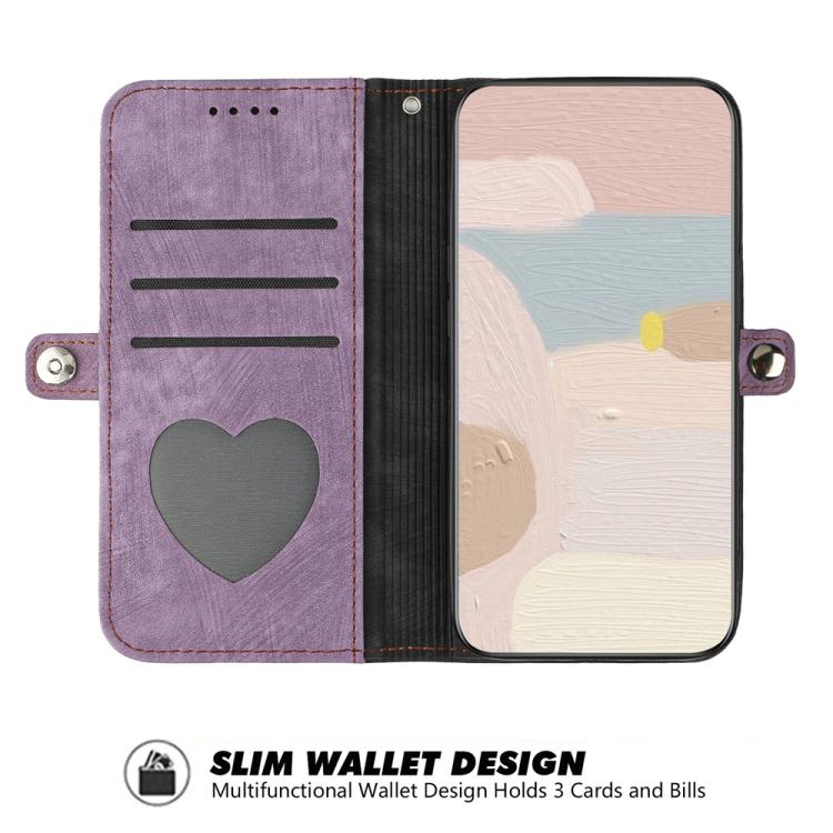 Funda de Cuero para Itel S25 con Correa de Mano y Hebilla Lateral Doble Plegable (Morado)
