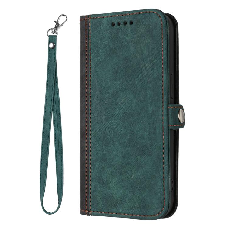 Funda de Cuero para Itel S25 Ultra con Correa y Hebilla Lateral Doble Plegable (Verde Oscuro)