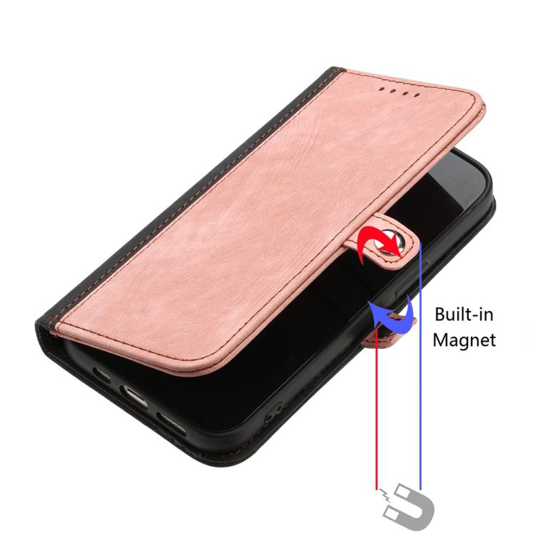 Funda de Cuero para Itel S25 Ultra con Correa de Mano y Hebilla Lateral Doble Plegable (Rosa)