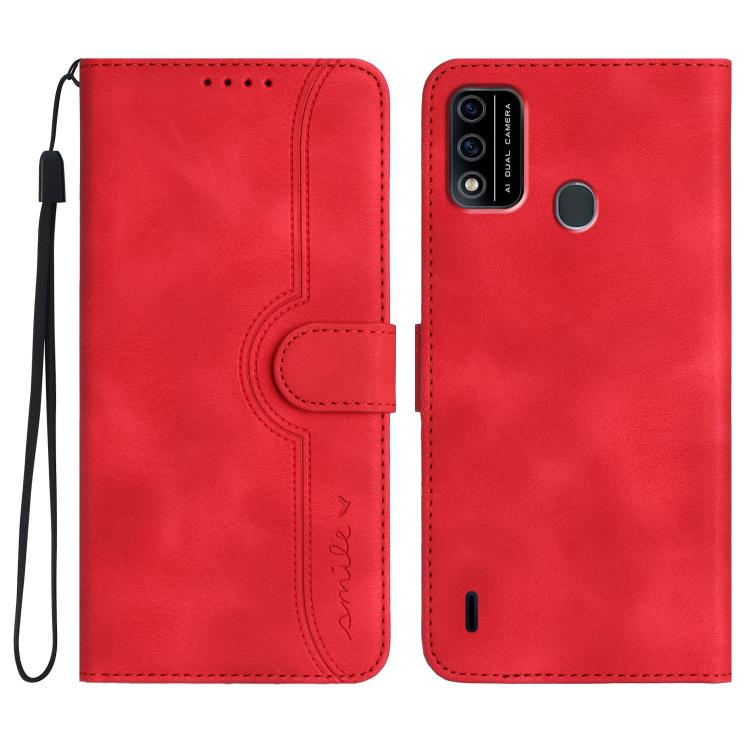 Funda de Piel Sintética con Diseño de Corazón para Itel A48 (Rojo)
