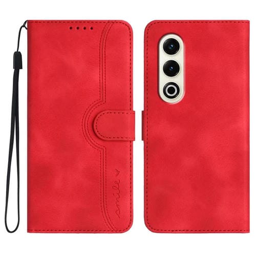 Funda de Cuero para Itel S25 Skin Feel con Patrón de Corazón (Rojo)
