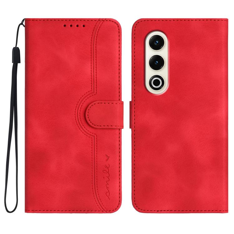 Funda de Cuero para Itel S25 Skin Feel con Patrón de Corazón (Rojo)
