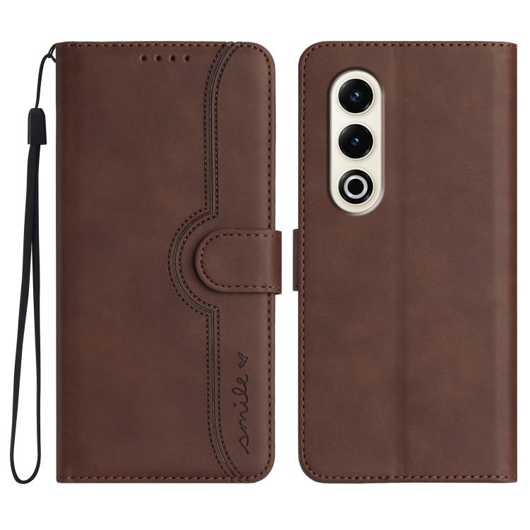 Funda de Piel para Teléfono Itel S25 con Diseño de Corazón (Marrón)