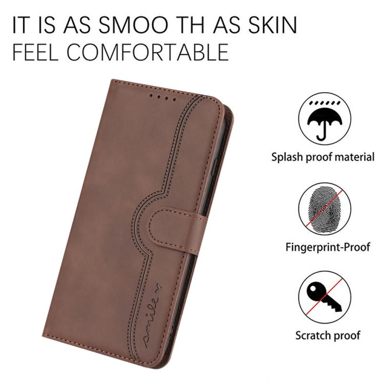 Funda de Piel para Teléfono Itel S25 con Diseño de Corazón (Marrón)