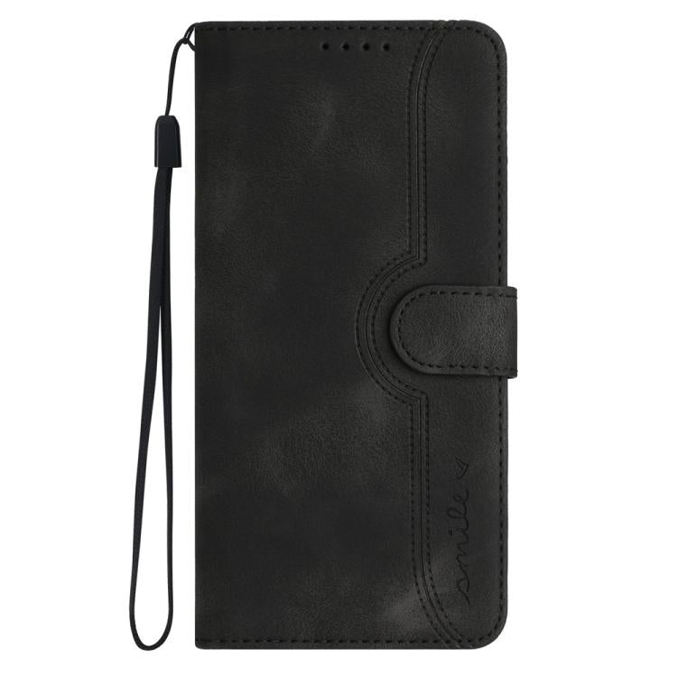 Funda de Piel Sintética Itel S25 con Diseño de Corazón (Negra)