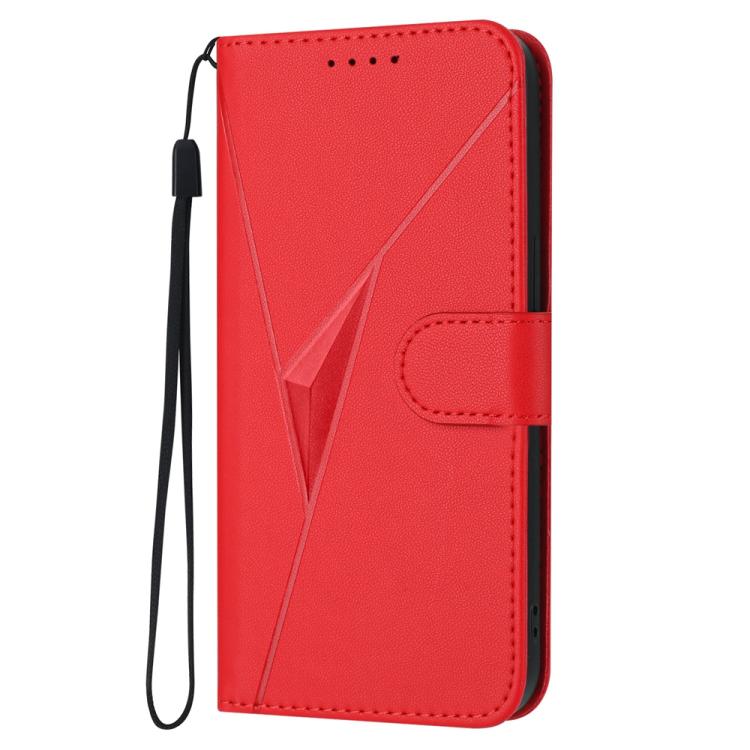 Funda de Cuero con Cierre de Hebilla y Diseño Triangular para Teléfono Itel A50C (Rojo)