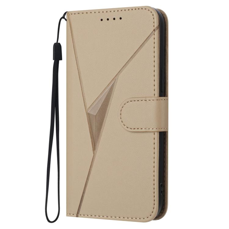 Funda de Cuero con Cierre de Hebilla y Diseño Triangular para Itel A80 (Dorada)