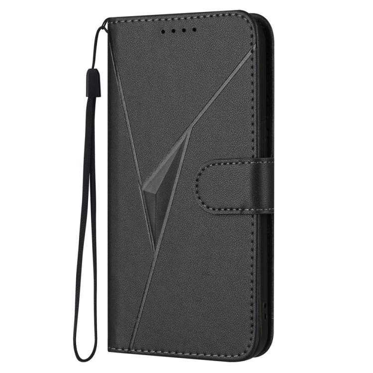Funda de Cuero con Cierre de Hebilla y Diseño Triangular para Teléfono Itel A80 (Negro)