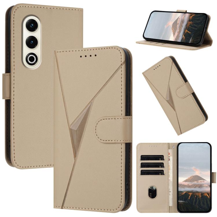 Funda de Cuero con Hebilla y Diseño Triangular para Teléfono Itel S25 (Dorada)