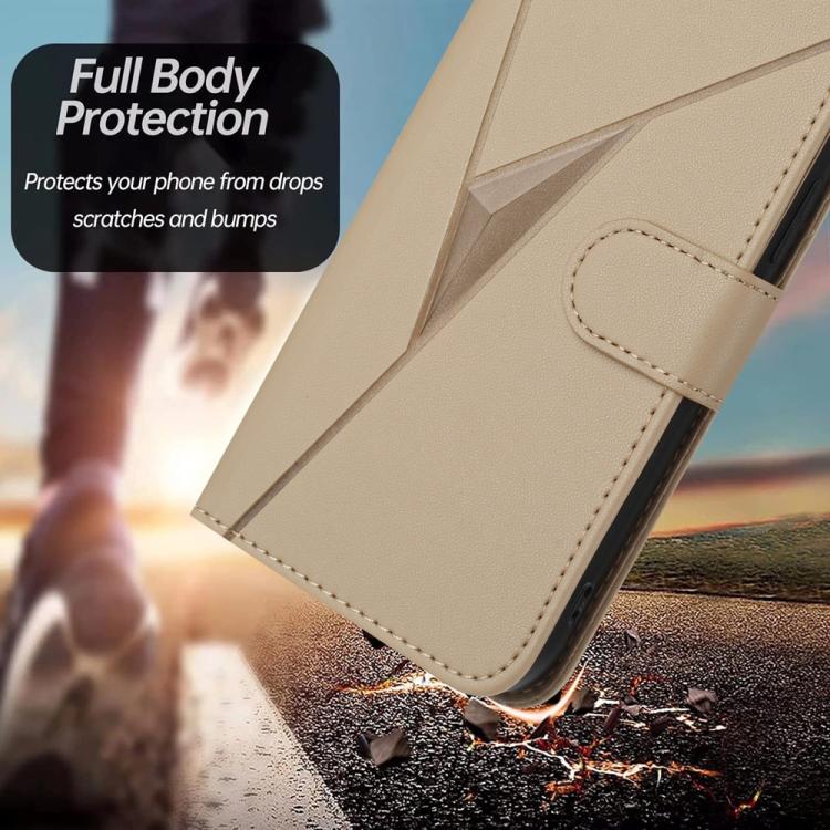 Funda de Cuero con Hebilla y Diseño Triangular para Teléfono Itel S25 (Dorada)