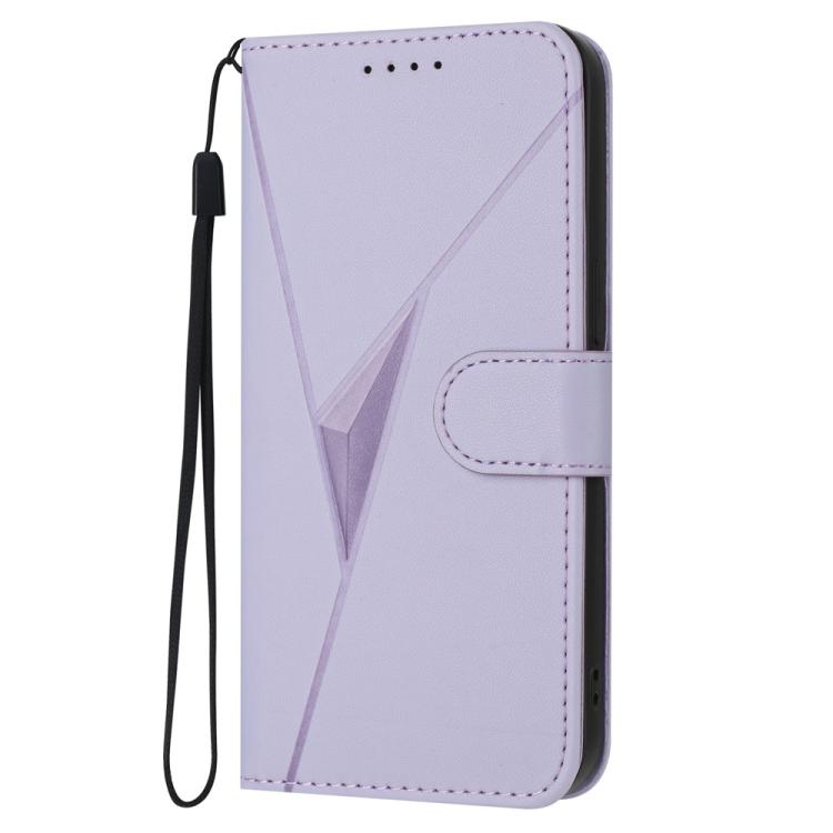Funda de Cuero Itel S25 con Cierre de Hebilla y Diseño Triangular (Morado Claro)