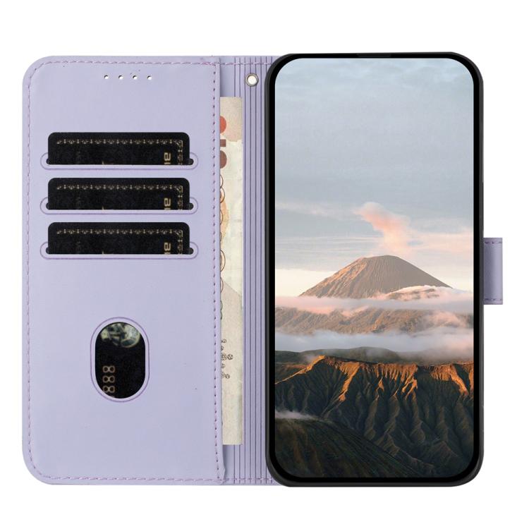 Funda de Cuero Itel S25 con Cierre de Hebilla y Diseño Triangular (Morado Claro)