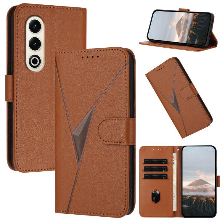 Funda de Cuero con Cierre de Hebilla y Diseño Triangular para Teléfono Itel S25 (Marrón)