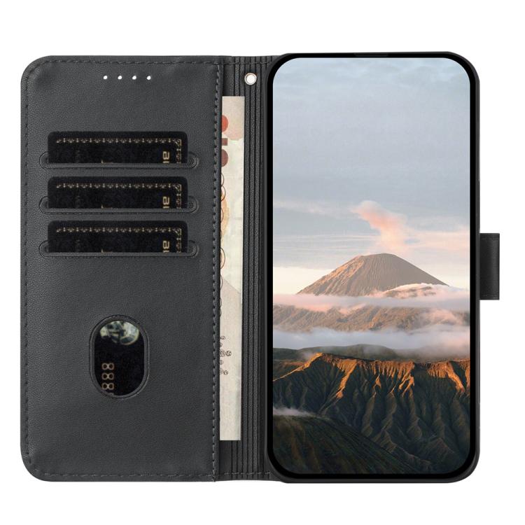 Funda de Cuero Itel S25 con Cierre de Hebilla y Diseño Triangular (Negro)