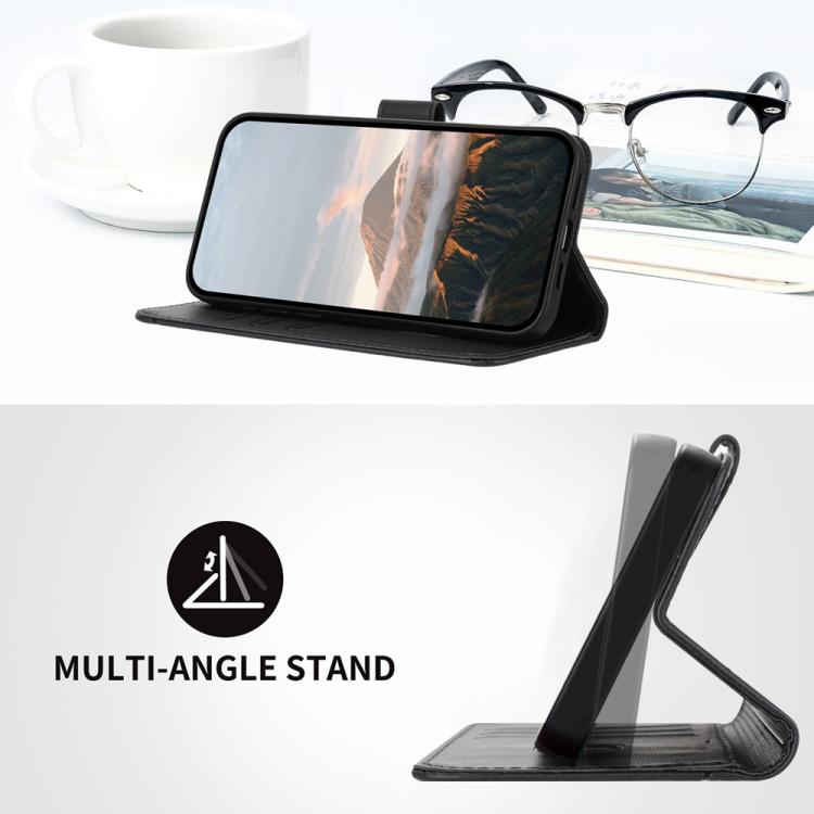 Funda de Cuero Itel S25 con Cierre de Hebilla y Diseño Triangular (Negro)