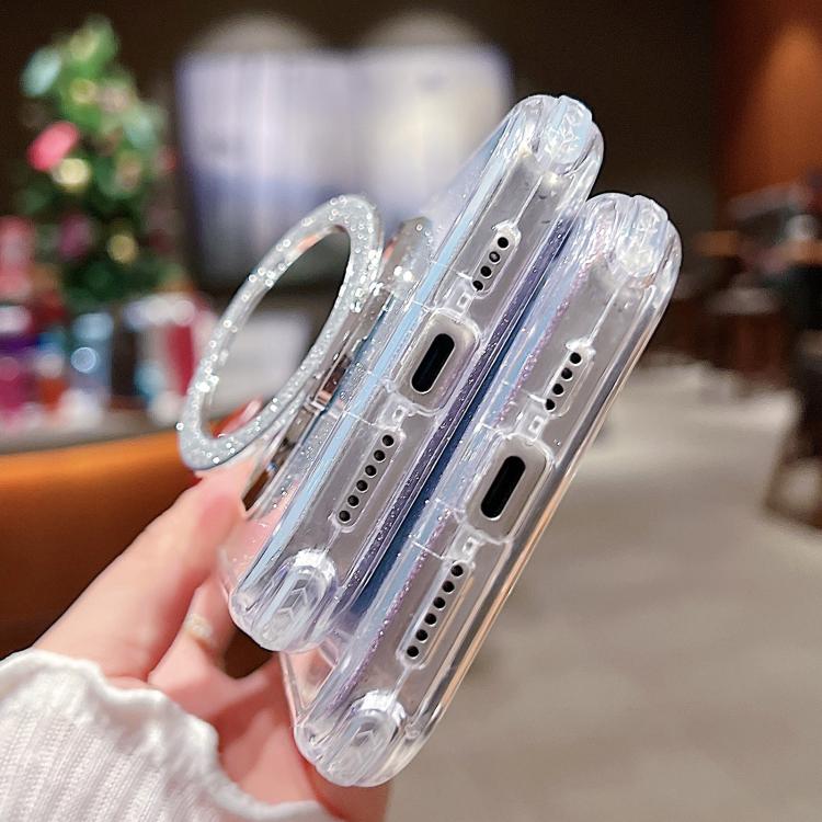 Funda para Teléfono Magsafe iPhone 12 Soporte Espejo Purpurina (Negra)