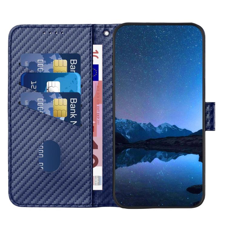 Funda de Cuero con Hebilla de Fibra de Carbono para Teléfono Itel A48 Yx0070 con Cordón (Azul)
