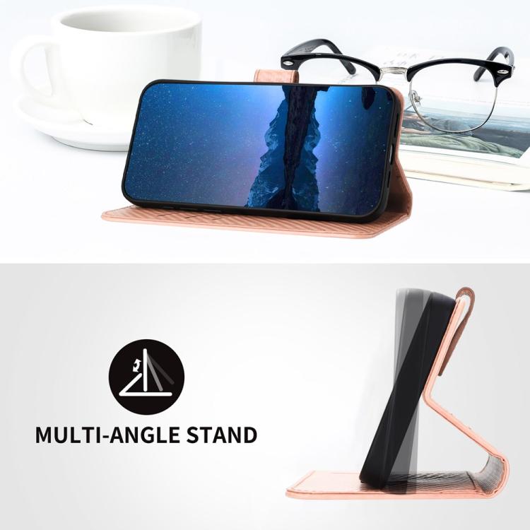 Funda de Cuero con Hebilla de Fibra de Carbono para Teléfono Itel A80 Yx0070 con Cordón (Rosa)