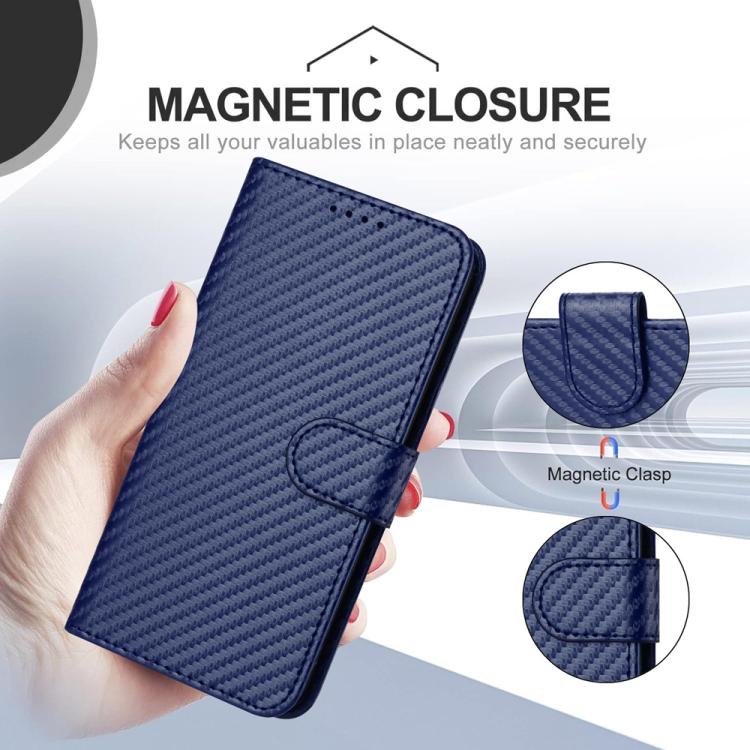 Funda de Cuero con Hebilla de Fibra de Carbono para Itel S25 Yx0070 con Cordón (Azul Real)