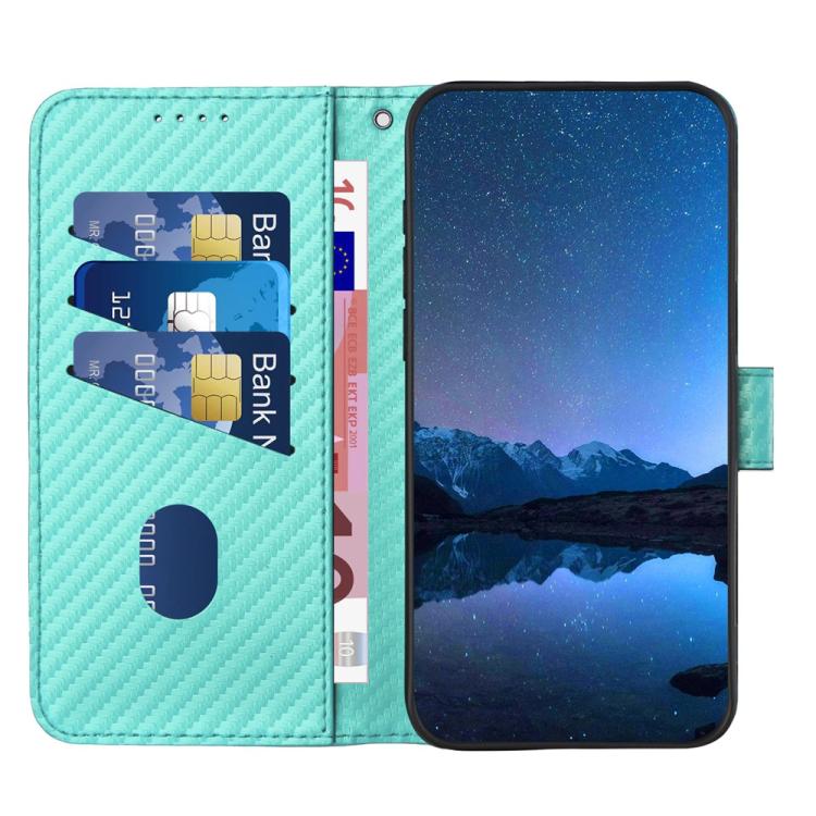 Funda de Cuero con Hebilla de Fibra de Carbono para Itel S25 Ultra Yx0070 con Cordón (Azul Claro)