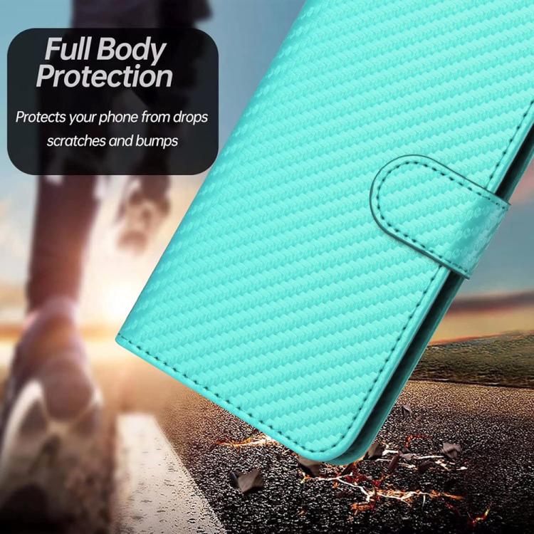 Funda de Cuero con Hebilla de Fibra de Carbono para Itel S25 Ultra Yx0070 con Cordón (Azul Claro)