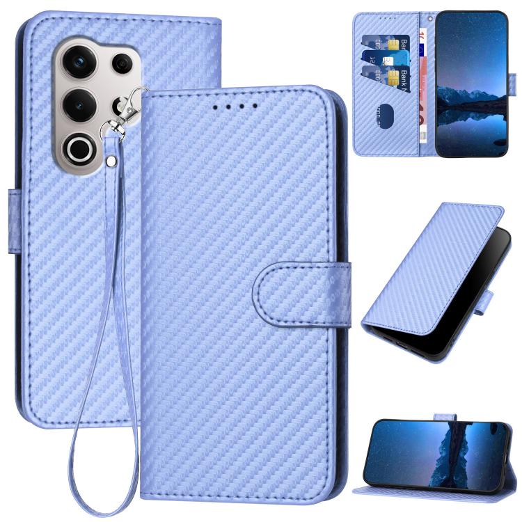Funda de Cuero con Hebilla de Fibra de Carbono para Itel S25 Ultra Yx0070 con Cordón (Morado Claro)