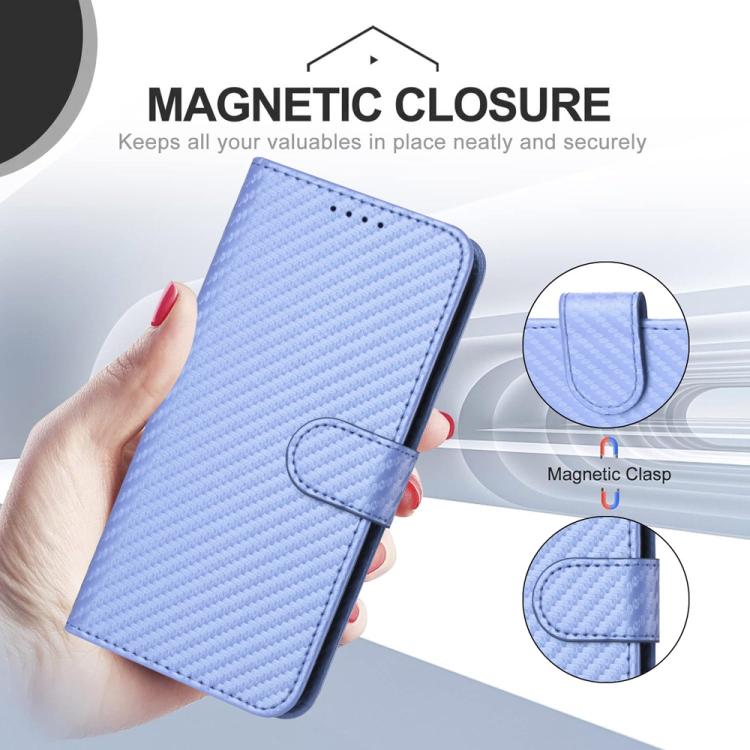 Funda de Cuero con Hebilla de Fibra de Carbono para Itel S25 Ultra Yx0070 con Cordón (Morado Claro)