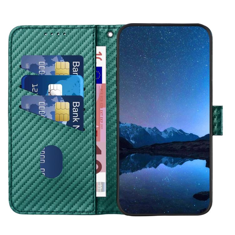 Funda de Cuero con Hebilla de Fibra de Carbono para Teléfono Itel S25 Ultra Yx0070 con Cordón (Verde Oscuro)