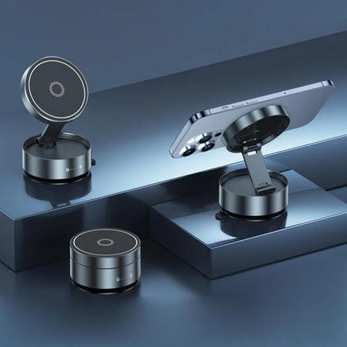 Soporte para Teléfono con Ventosa Magnética Plegable Q12 Magsafe (Negro)