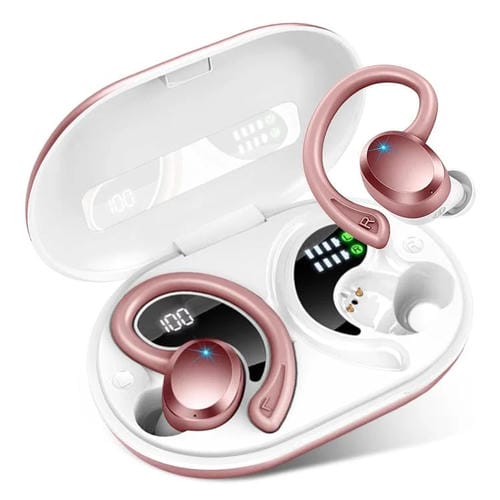 Auriculares Inalámbricos Bluetooth Q38 Montados En La Oreja Pantalla Digital Led (Rosa)