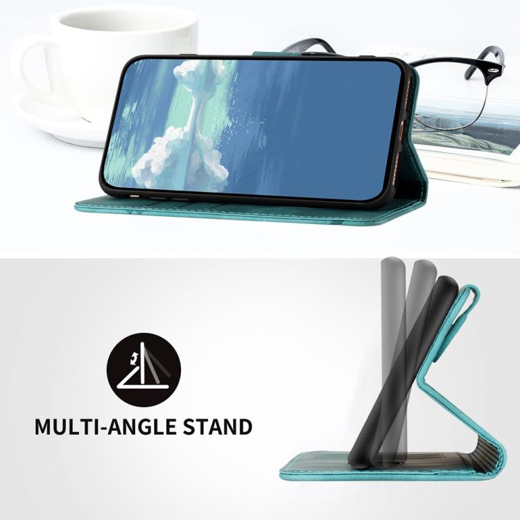Funda Piel Sintética Itel A80 Diseño de Líneas (Azul Claro)