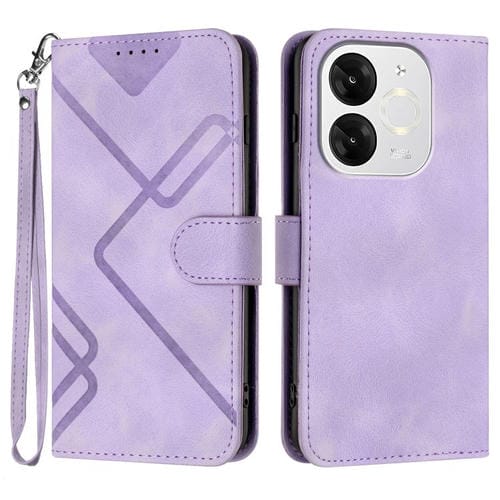 Funda Piel Sintética Itel A80 Diseño de Líneas (Morado Claro)