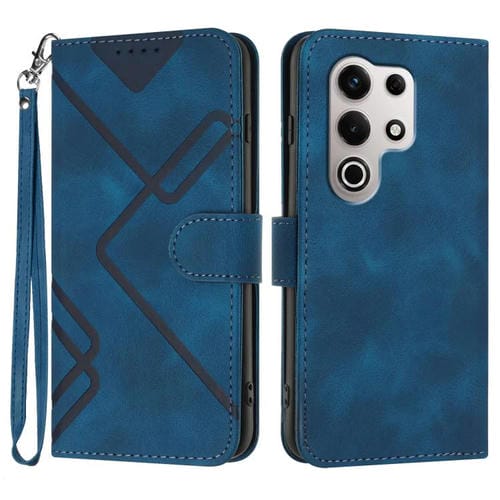 Funda de Cuero para Teléfono Itel S25 Ultra con Diseño de Líneas Finas (Azul Real)