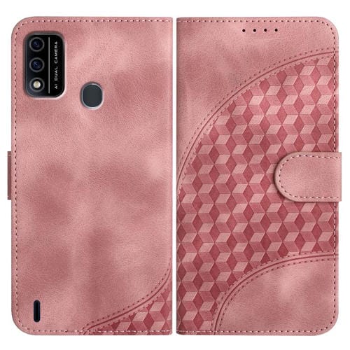 Funda de Cuero con Relieve de Cabeza de Elefante para Teléfono Itel A48 con Cordón (Rosa)
