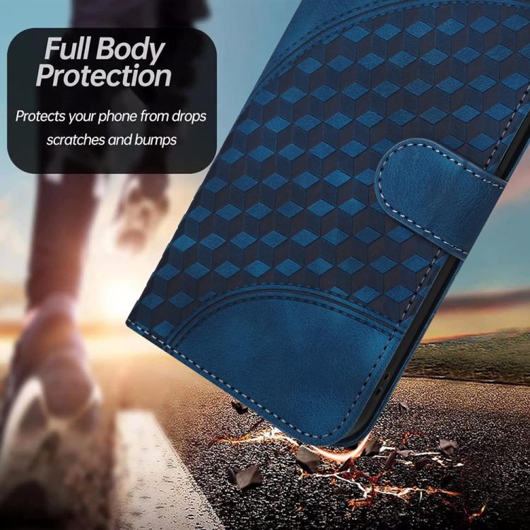 Funda de Cuero con Relieve de Cabeza de Elefante para Itel A50 con Cordón (Azul Real)