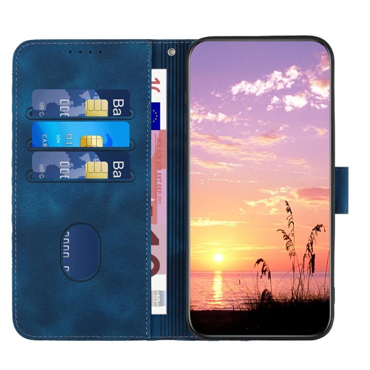 Funda de Cuero con Relieve de Cabeza de Elefante para Itel A50C con Cordón (Azul Real)