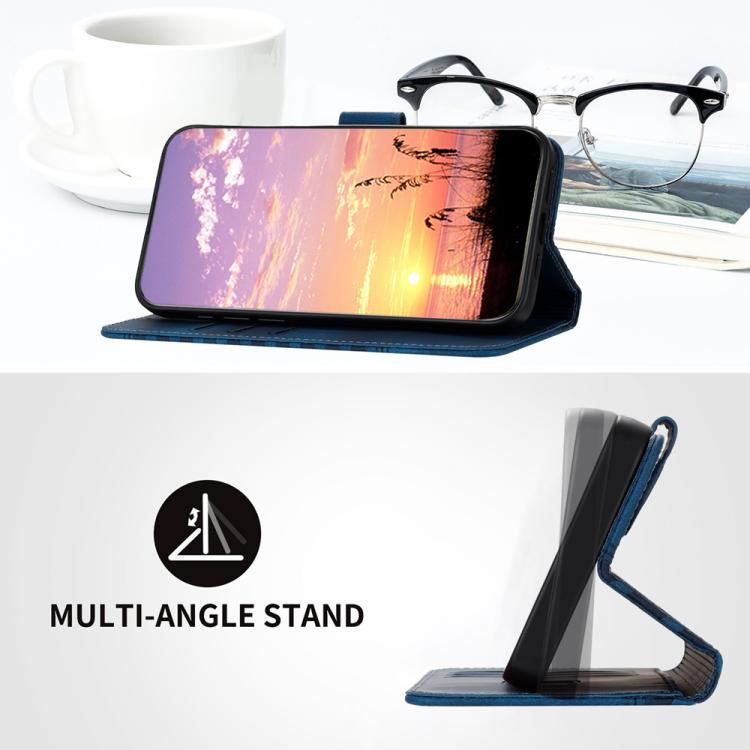 Funda de Cuero con Relieve de Cabeza de Elefante para Itel A50C con Cordón (Azul Real)
