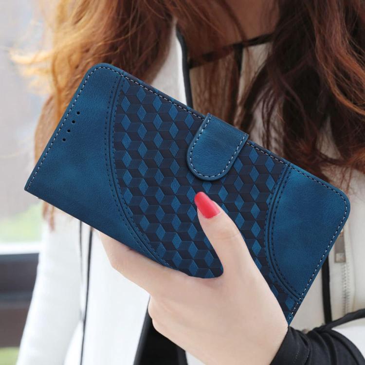 Funda de Cuero con Relieve de Cabeza de Elefante para Itel A50C con Cordón (Azul Real)