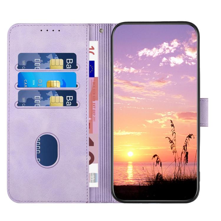 Funda de Cuero con Relieve Cabeza de Elefante para Itel A80 con Cordón (Morado Claro)