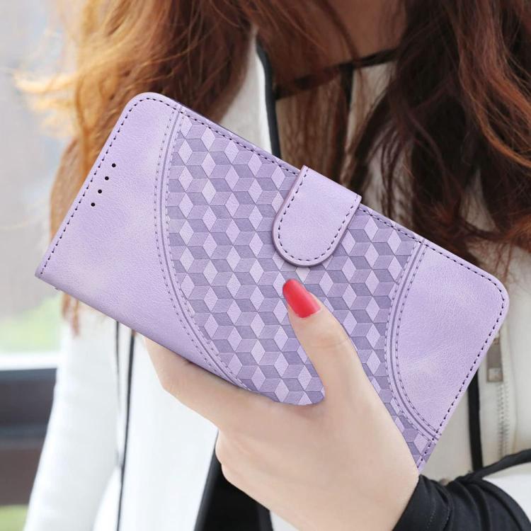 Funda de Cuero con Relieve Cabeza de Elefante para Itel A80 con Cordón (Morado Claro)