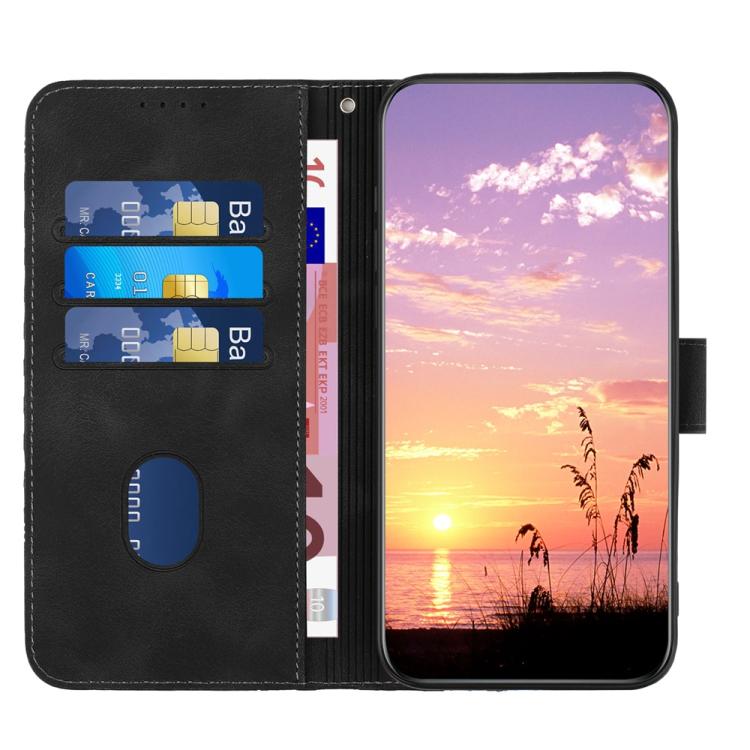 Funda de Cuero con Relieve Cabeza de Elefante para Itel S25 con Cordón (Negro)