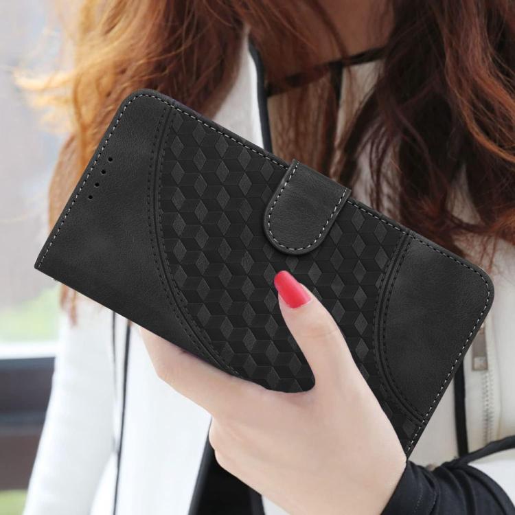 Funda de Cuero con Relieve Cabeza de Elefante para Itel S25 con Cordón (Negro)
