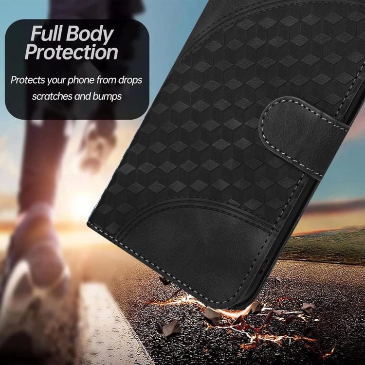 Funda de Cuero con Relieve Cabeza de Elefante para Itel S25 Ultra con Cordón (Negro)