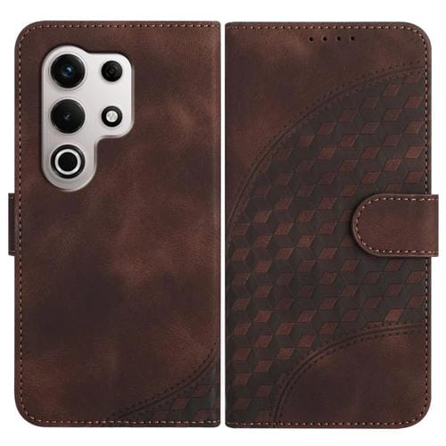 Funda de Cuero con Relieve Cabeza de Elefante para Itel S25 Ultra con Cordón (Café)