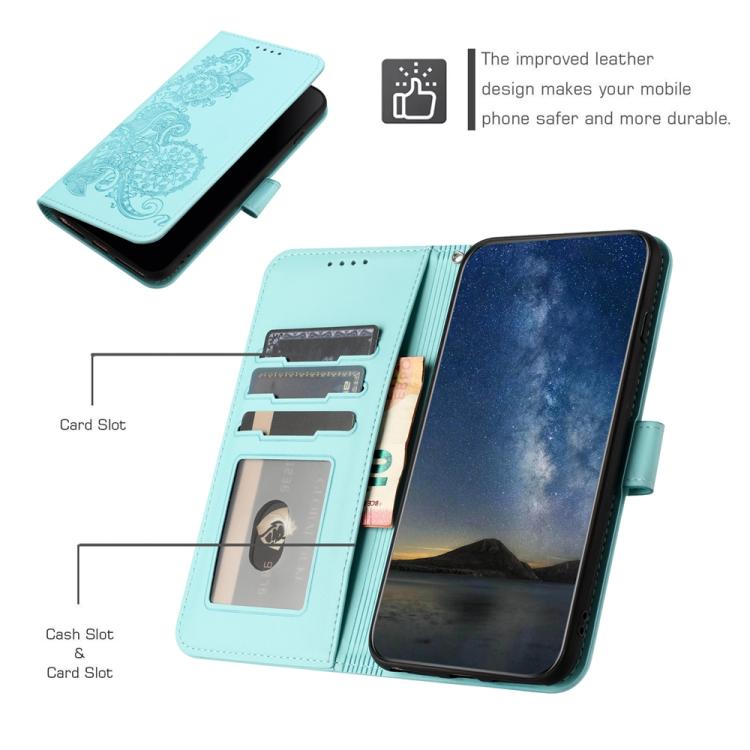 Funda de Cuero con Tapa para Teléfono Itel A50C con Diseño Flor de Datura en Relieve (Azul Claro)