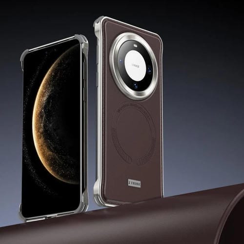 Funda de Cuero Magsafe para Huawei Mate 60 Pro+ sin Marco de Metal (Marrón)