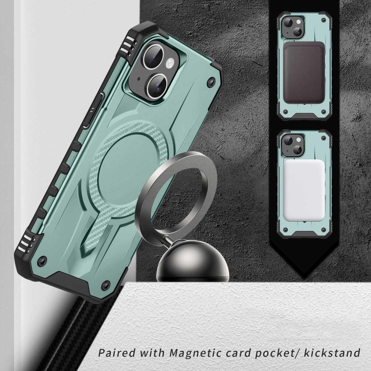 Funda híbrida TPU y PC Straship Magsafe para iPhone 14/13 (Verde Medianoche)